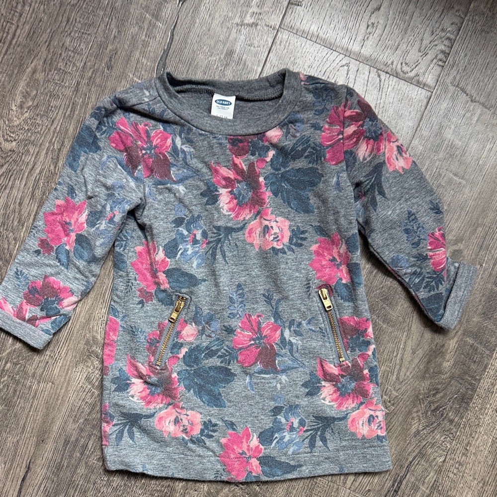 Girls' Floral Grey Dress